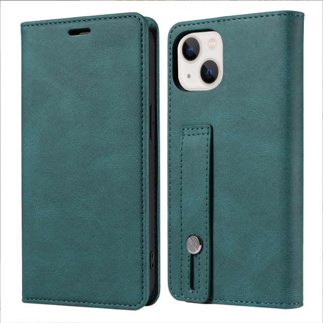 Pu Leather Phone case Wrist Strap Leather case New Flip Protective case for iPhone 15/14/13/12 Phone Cover