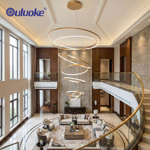 Lampadario a Sospensione LED Moderno in Oro, 3 Temperature di Colore, in Ferro e Alluminio per Hotel, Lobby, Centro Commerciale, Lampada di Lusso - Product Image 1