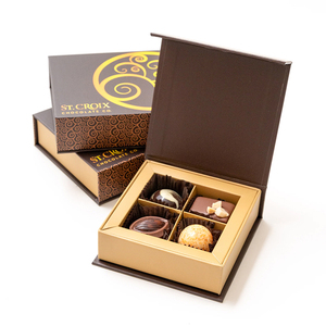 Confezione Regalo di Cioccolatini di Lusso <span class=keywords><strong>per</strong></span> San Valentino con Divisori in Cartoncino Dorato, Scatola <span class=keywords><strong>per</strong></span> Tartufi e Bonbon - Product Image 1