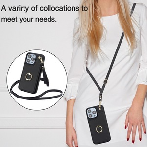 Étui portefeuille en cuir PU avec porte-anneau pour iPhone 15/15 <span class=keywords><strong>Pro</strong></span>/15 <span class=keywords><strong>Pro</strong></span> max étui de téléphone portable - Product Image 2