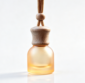 Botol Aromaterapi Kaca Gantung Mobil 11ml Desain Baru Warna Frosted dengan Tutup Kayu untuk Minyak Esensial Parfum - Product Image 3