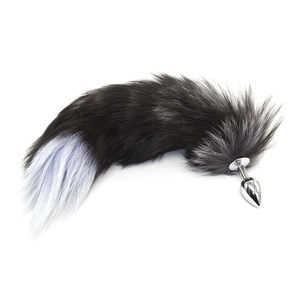 Jouet anal en métal SM en forme de queue de renard érotique, masturbateur, queue de renard démon gris et blanc, fabricant de queues de chien anales. - Product Image 1