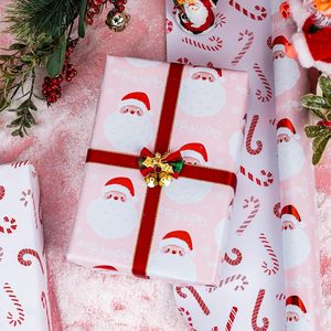Merture <b>Pink</b> Santa Christmas Wrapping Paper 17 In X 32.8 Ft Eco-Friendly Gift <b>Wrap</b> For Holiday Crafting - Product Image 4
