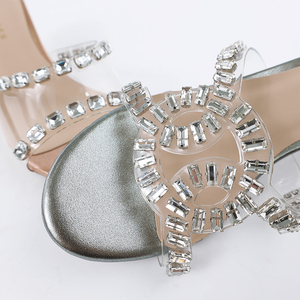Lujoso, elegante, cómodo, tacón alto Stiletto, <span class=keywords><strong>Sandalias</strong></span> de tacón <span class=keywords><strong>cuadrado</strong></span>, correas cruzadas de flores de diamantes de imitación - Product Image 3