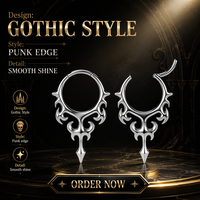 Evorte Pendentifs d'oreille Clicker à croix gothique à pointes, Pendentifs d'oreille pour oreilles écartées, Bijoux de piercing corporel, Dilatateurs d'oreille punk