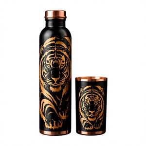 Botella de Agua de Cobre con Tapa y Diseño de Tigre Real, Vaso de Viaje de Cobre - Product Image 1