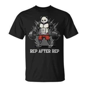 Camiseta de entrenamiento Anime Panda Gym Rep After Rep Design negra para hombre - Product Image 1