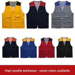 Gilet de photographie personnalisé avec logo, vêtement de travail multi-poches, salopette pour directeurs et journalistes, gilet de travail zippé pour hommes - Product Image 3