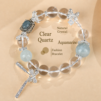 Bracelets tendance en cristal de quartz géométrique faits à la main avec pendentif en argent - Cadeau pour femme