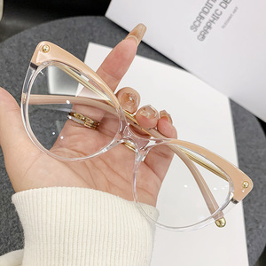 93308 nuova moda Cat Eye Metal + PC fotocromatico occhiali luce Anti-blu occhiali di tendenza europea e americana montatura Unisex - Product Image 6