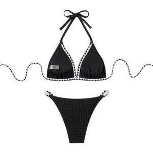 Traje de Baño Bikini 2024, Sexy Estilo Europeo y Americano, Traje de Baño de Dos Piezas Blanco para Mujer, Bikini con Estampado Floral - Product Image 5
