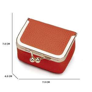 Pochette de rangement pour bijoux mini luxe personnalisée, fermeture à fermoir Kiss Lock, en cuir PU, avec doublure à pois - Product Image 3