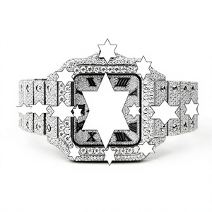 Montre automatique carrée de luxe pour homme en acier inoxydable avec bracelet incrusté de diamants et cadran en cristal saphir, affichage analogique - Product Image 1