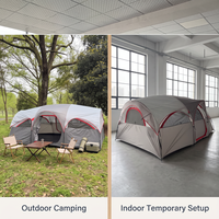 Tente tunnel pour 5 à 8 personnes, camping familial, double couche, imperméable, installation rapide, abri extérieur portable, fenêtres en maille pour les voyages en camping-car