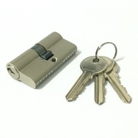 Serrure de porte à cylindre en laiton massif à 5 goupilles haute sécurité FEIHUAN pour porte en bois, entraxe 60 mm, nickelée, 3 clés