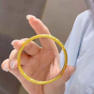 กำไลข้อมือทองคำชุบแบบด้าน 5 มม. งานฝีมือโบราณจาก<span class=keywords><strong>เวียดนาม</strong></span> ดีไซน์เรียบง่าย สำหรับผู้หญิง  กำไลแฟชั่นเสริมเสน่ห์ - Product Image 5