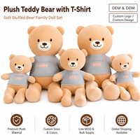 Ensemble de 5 Peluches Ours en Peluche Gris Crème Famille – Poupées Rembourrées OEM ODM Personnalisées Vente en Gros