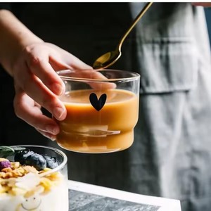 Taza de Vidrio de 300 ml con Diseño de Corazón, para Leche, Café, Té, Resistente al Calor, Saludable, Transparente - Product Image 3
