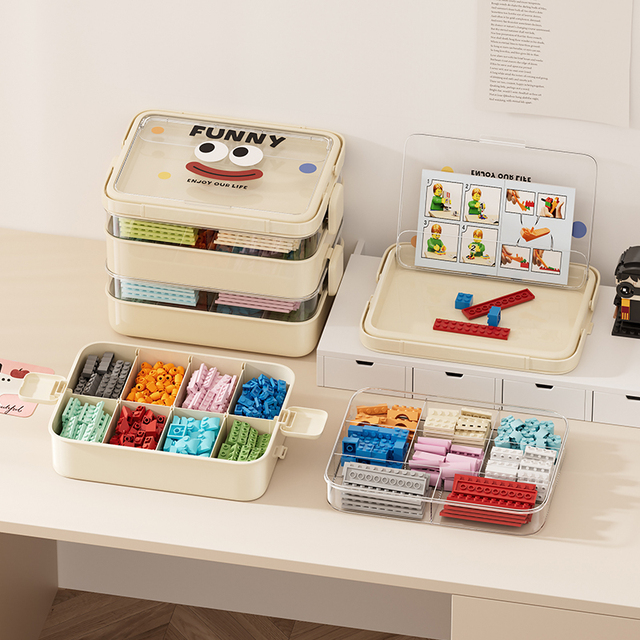 Trending Modern Multi Layer Plastic Block Storage Case Lightweight Portable Organizer for Family Activity