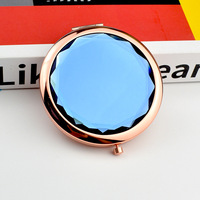 Miroir de poche double face en or rose avec grossissement 2X, miroir cosmétique personnalisé avec logo