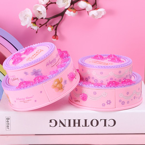 Pink Cake <b>Music</b> Jewelry <b>Box</b> Round DIY With Mirror For Gift Storage - Product Image 4