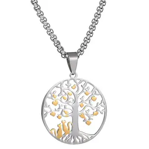wholesale trendy luxury ladies flower tree of life earth pendants sterling silver and natural raw crystal necklaces