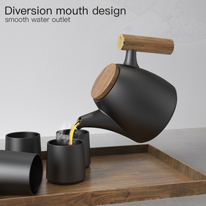 Ensemble théière en céramique de luxe DHPO 1200 ml grande capacité, tasses à café en porcelaine, garde les boissons chaudes/froides, chauffe-théière, coffret cadeau - Product Image 5