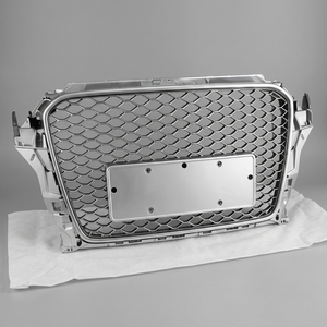 Grille de pare-chocs avant style RS3 en maille nid d'abeille chromée argentée pour <span class=keywords><strong>AUDI</strong></span> A3 8V 2013-2016, modification de rechange - Product Image 5
