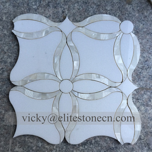 Mosaico Bianco Carrara Mix Milano Gray Mix Pearl Shell Mármol Artista Mosaico Tailandia Fábrica - Product Image 6