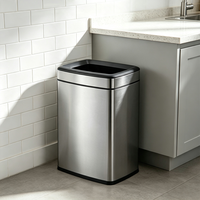 HONGDEC Double Layer square Open Top Waste Bin Liner Retaining Ring Waterproof Fingerprint Proof Hidden Trash Can