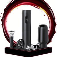 Coffret Cadeau Ouvre-Bouteille Électrique 4-en-1 Rechargeable Tire-Bouchon Aérateur Verseur Coupe-Capsule Bouchon Sous Vide en Plastique pour Fêtes et Vin