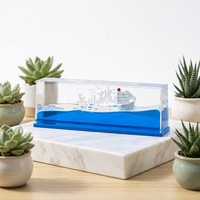 Ornement de presse-papiers flottant en acrylique en forme de voilier à vagues créatives pour décoration de voiture, de bureau et accessoire cadeau