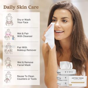 Sky-Touch dùng một lần bông mặt Khăn mềm mại của phụ nữ làm sạch vải cho chăm sóc da lint-miễn phí trang điểm loại bỏ khăn lau - Product Image 5
