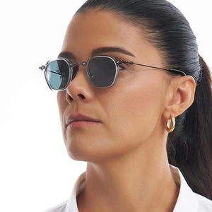 2023 New Fashion Cross-Border European and American Retro Sunglasses <b>Small</b> Frame Polygonal Metal Lenses with UV400 Attribute - Product Image 4
