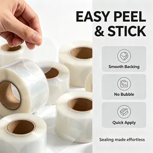 Custom Size Round Roll Stickers Self-Adhesive Transparent <b>Label</b> for Gift Box Sealing Strong <b>Stickiness</b> Digital Printing - Product Image 3