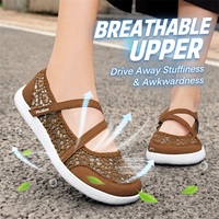 Chaussures décontractées en dentelle pour femmes, à enfiler, avec fermeture auto-agrippante, respirantes, ajourées, gris clair, confortables, faciles à porter, vente en gros, personnalisables