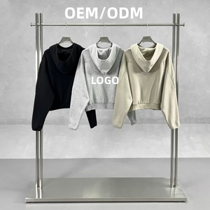 Sweat-shirt à capuche pour homme de haute qualité, 330 GSM, épais, doublé en polaire, chaud, couleur unie, double fermeture éclair, coupe ample, décontracté - Product Image 1