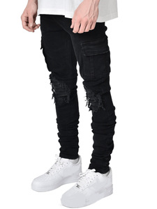 Nouveau <span class=keywords><strong>Jean</strong></span> <span class=keywords><strong>Homme</strong></span> Tendance <span class=keywords><strong>Noir</strong></span> <span class=keywords><strong>Slim</strong></span> en Denim Respirant Vintage Décontracté Délavé Taille Mi-Haute Tricoté Automne-Été - Product Image 3