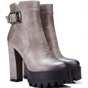 Últimos Botines de Tacón Alto con Plataforma y Cierre de Cremallera para Mujer, Estilo Occidental, Punta Puntiaguda, Zapatos de Otoño/Invierno al por Mayor - Product Image 5