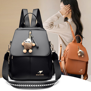 Boro Kangaroo Women's <b>Backpack</b> <b>Large</b> Capacity Casual Travel Anti-Theft Covered Bag With Kangaroo Logo And Charm - Product Image 1