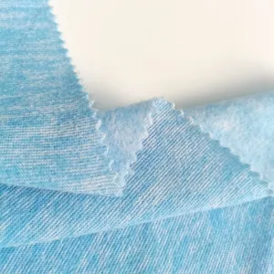 knit fleece fabric supplier customized cationic melange effect 100% polyester face side peach finish back brushed fabric