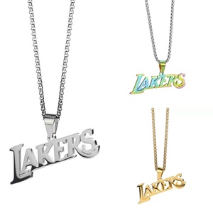Colliers de championnat en gros Los Angels <span class=keywords><strong>Lakers</strong></span>&bulls, pendentifs de mode en titane, pendentifs d'équipe de basket-ball, logo en acier inoxydable - Product Image 2