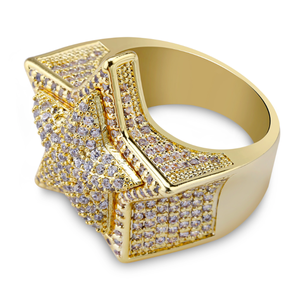 Lleno de diamantes de alta calidad diseño de la joyería de los hombres pentagrama <span class=keywords><strong>estrella</strong></span> de cinco puntas de anillo - Product Image 2