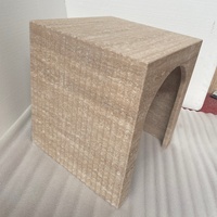 Table basse carrée en travertin, style moderne et minimaliste, avec éléments décoratifs, pour salon, bar à domicile, mobilier d'hôtel, table de chevet