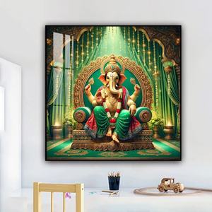 Decoración de Pared con Efecto 3D, Cuadro Abstracto de Elefante, Luz LED, Marco Metálico, Pintura de Porcelana de Cristal, Venta al Por Mayor de Fábrica - Product Image 6