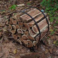 Support rond en métal pour bûches de bois, 30 pouces, en acier noir, pour intérieur/extérieur, support de rangement en bois