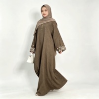 Robe Abaya Modeste Gulf pour Femme, Manches Brodées, Vêtement Musulman Islamique, Dubaï EAU Arabie Saoudite, Longueur Ras du Sol
