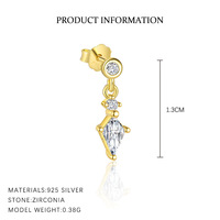 YML&Wholesale Bijoux de piercing en argent S925 avec zircone cubique, plaqué or, géométriques, taille marquise, comprenant chaînes d'oreille et clous d'oreille (en gros)