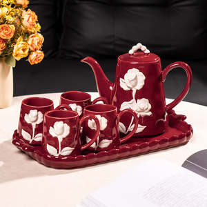 French Camellia <b>Tea</b> Set Exquisite Luxury Engagement Wedding Gift Household Housewarming Water Cup Collection Set - Product Image 2