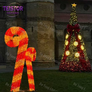 Sculptures lumineuses géantes en forme de canne à sucre LED rouge et blanc IP65 pour parcs à thème, hôtels et décorations de Noël en plein air - Product Image 3